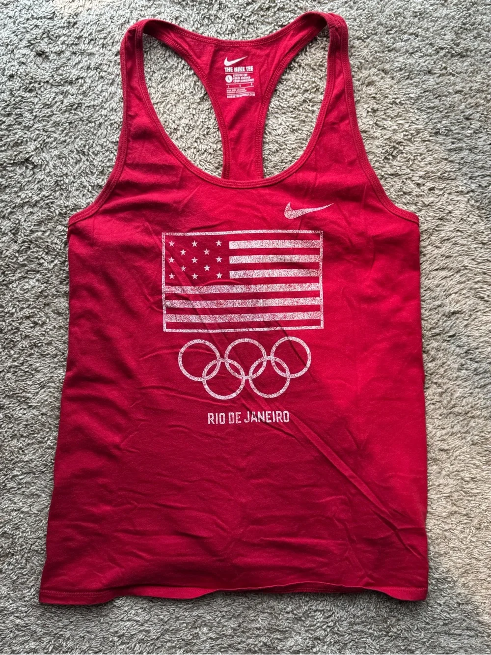 Nike Team USA Olympic Rio 2016 Racerback Tank Top Women’s Large Red Graphic